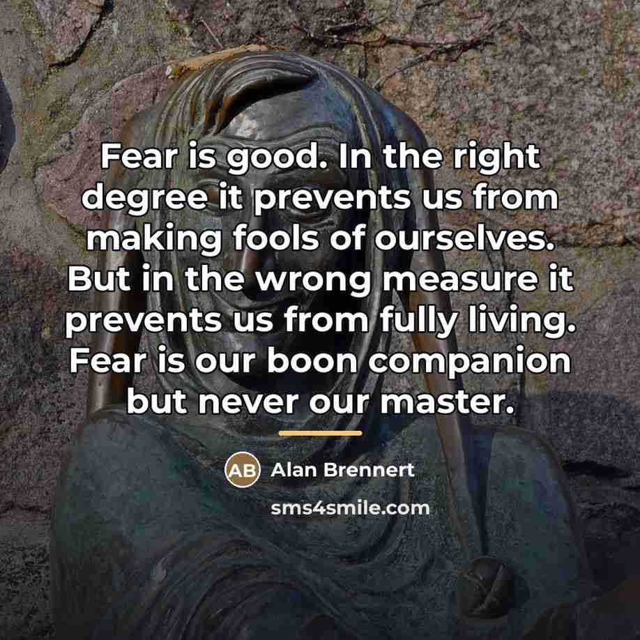 “Fear is good. In the right degree it prevents us…” quote by Alan Brennert