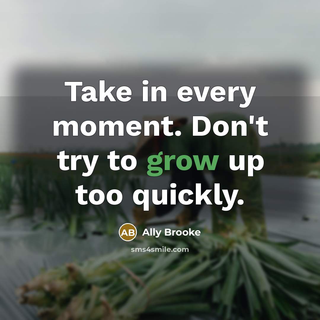 “Take in every moment. Don't try to grow up too…” quote by Ally Brooke