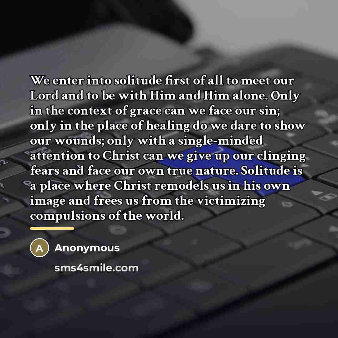 “We enter into solitude first of all to meet our…” quote by Anonymous