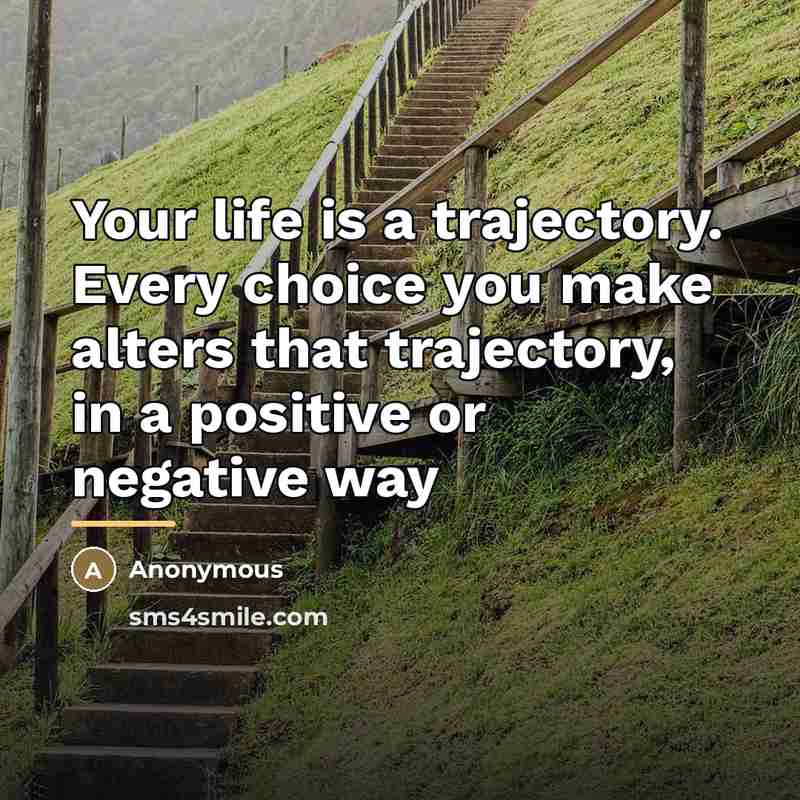 “Your life is a trajectory. Every choice you make alters…” quote by Anonymous