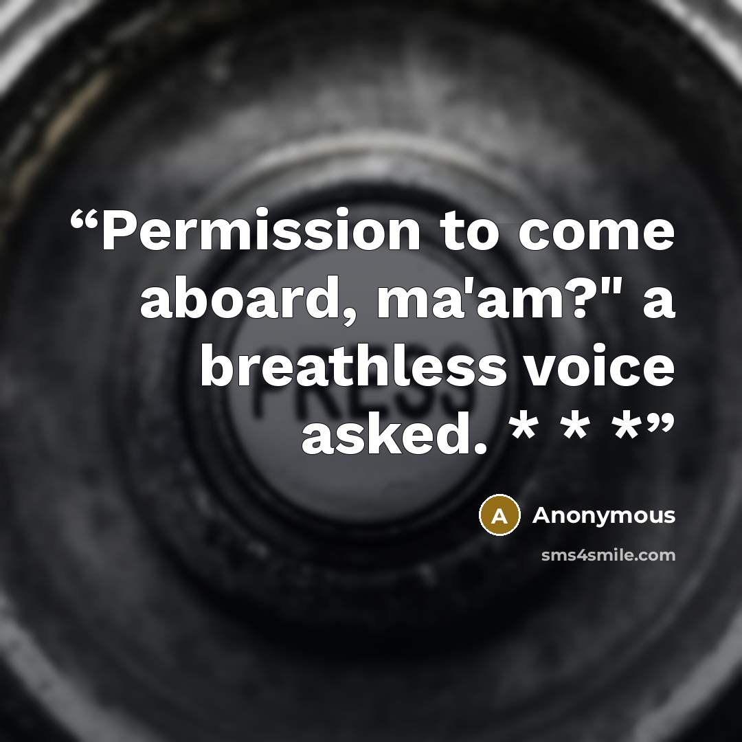 “Permission to come aboard, ma'am?" a breathless voice asked. * * *” quote by Anonymous
