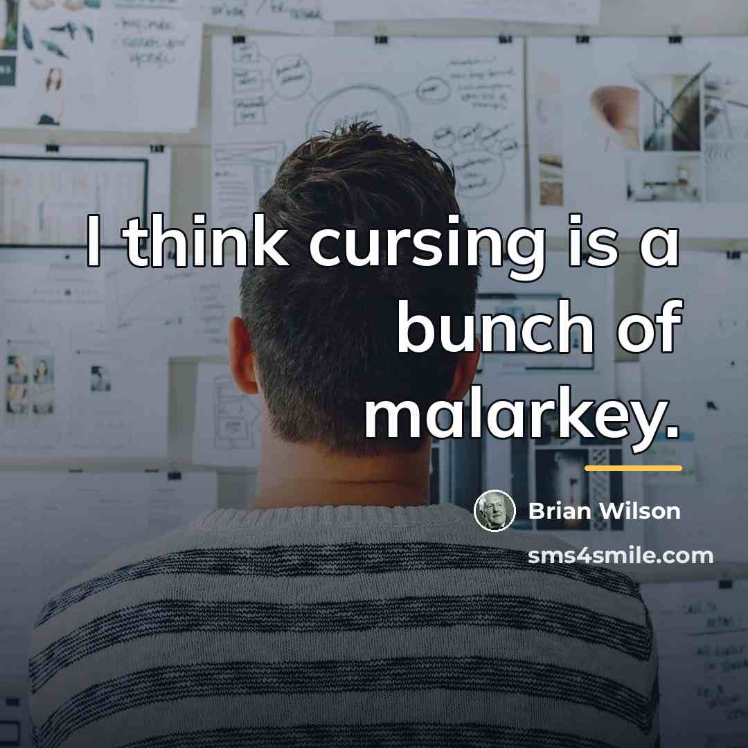 “I think cursing is a bunch of malarkey.…” quote by Brian Wilson