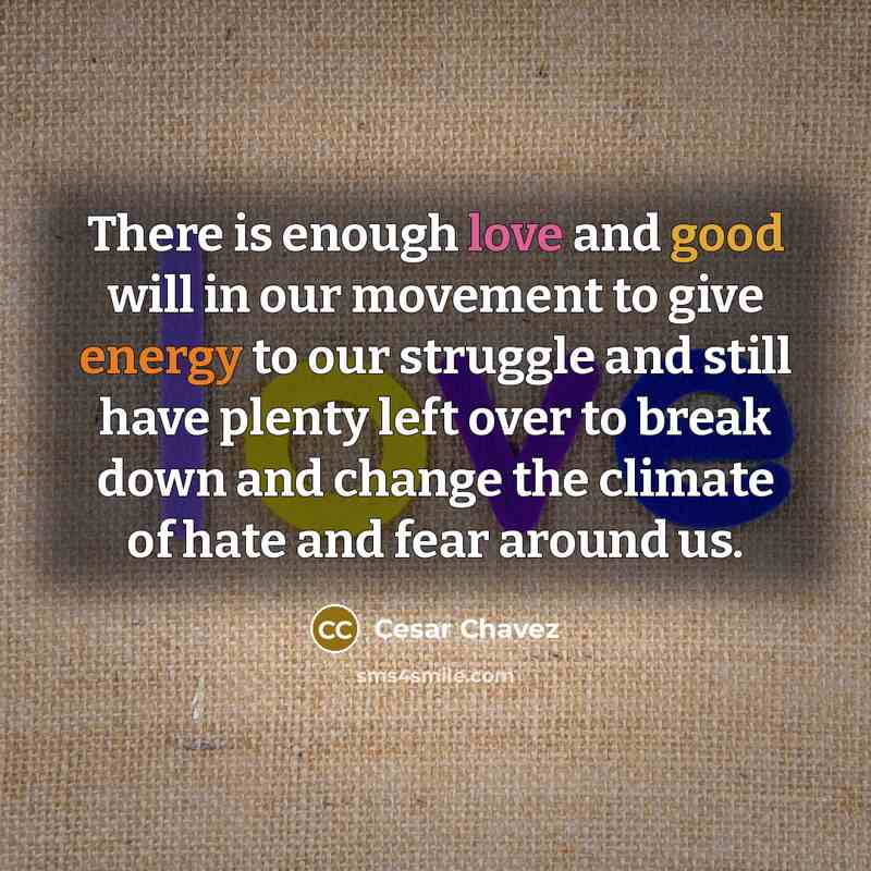“There is enough love and good will in our movement…” quote by Cesar Chavez