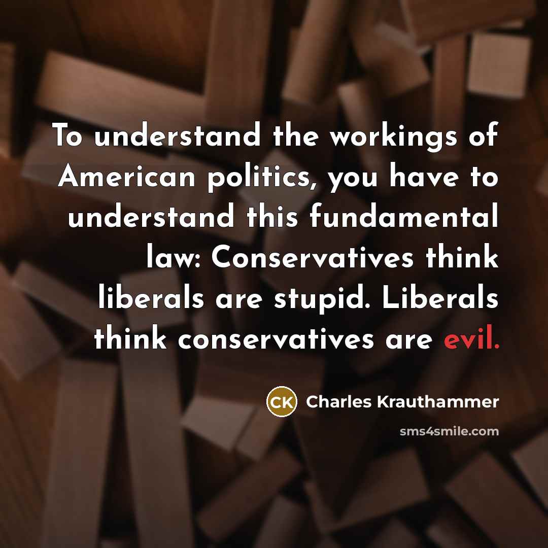 “To understand the workings of American politics, you have to…” quote by Charles Krauthammer