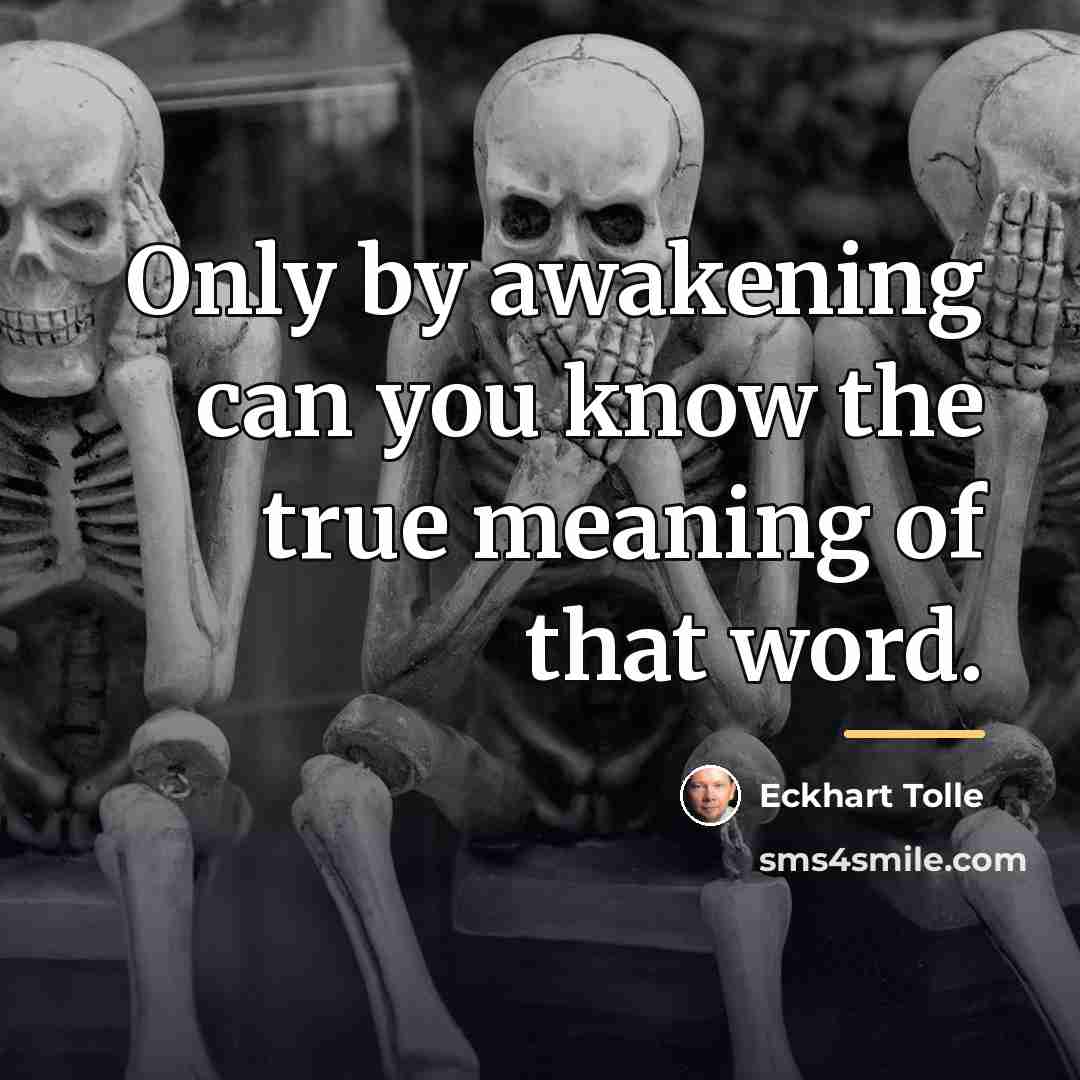 “Only by awakening can you know the true meaning of…” quote by Eckhart Tolle