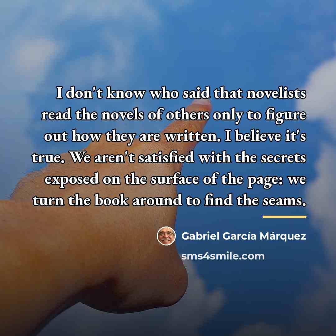“I don't know who said that novelists read the novels…” quote by Gabriel Garcia Marquez