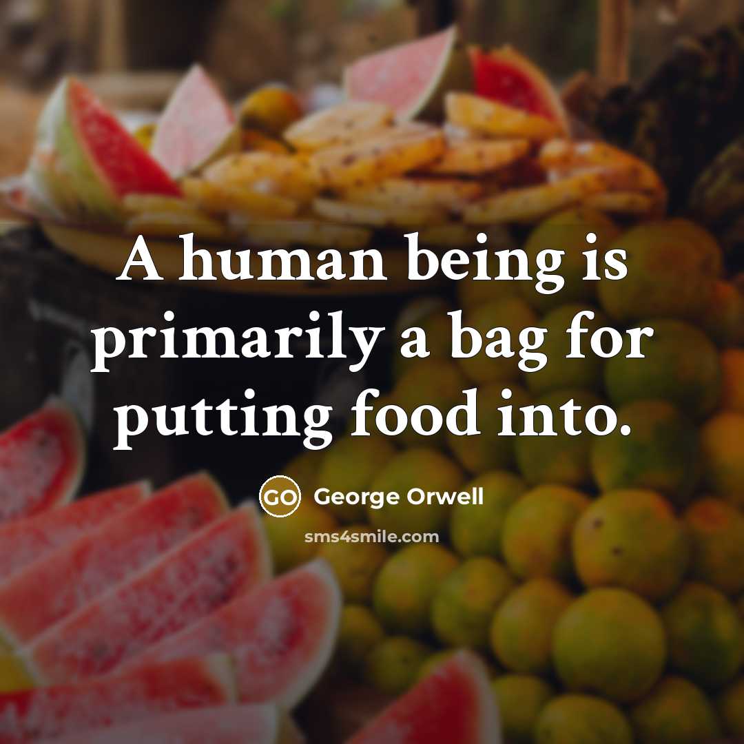 “A human being is primarily a bag for putting food…” quote by George Orwell