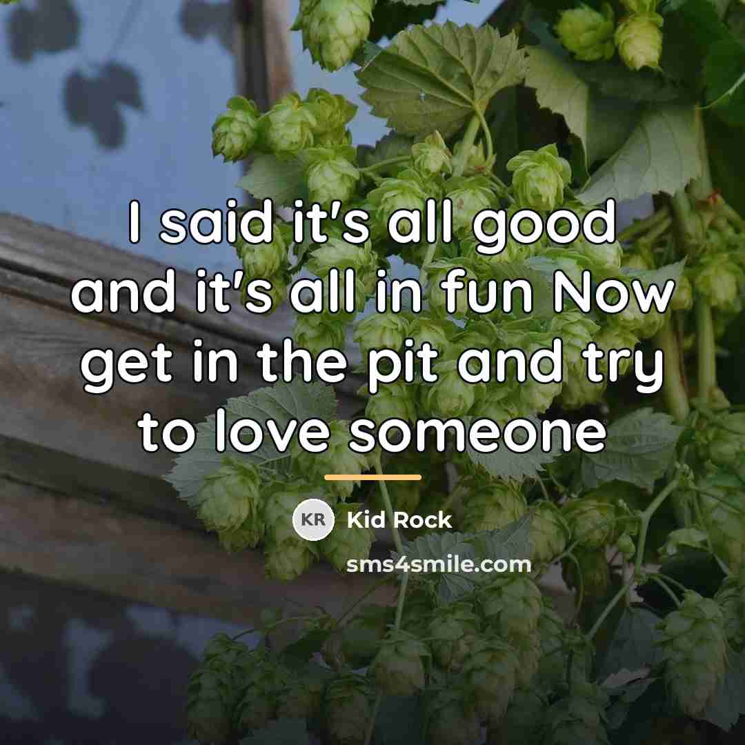 “I said it's all good and it's all in fun…” quote by Kid Rock