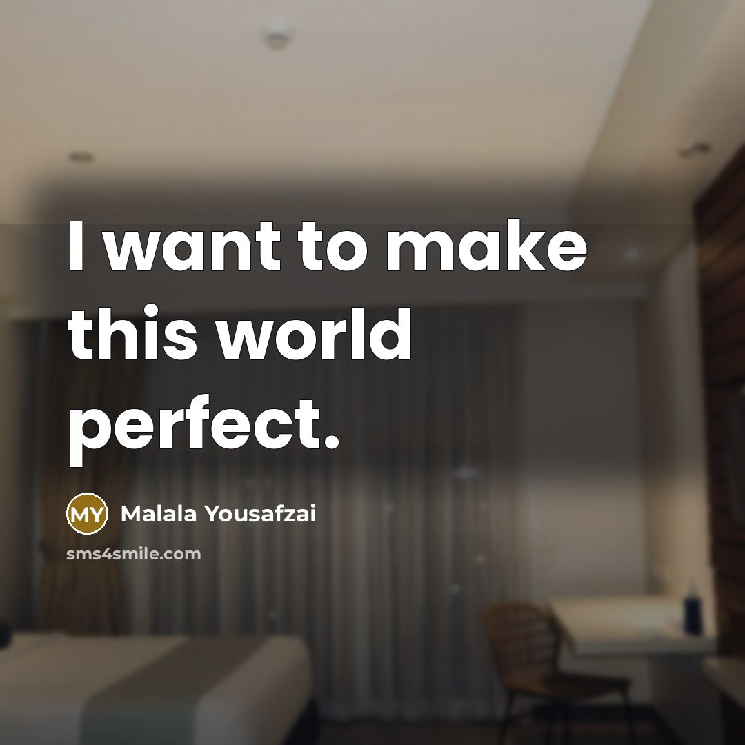 “I want to make this world perfect.…” quote by Malala Yousafzai