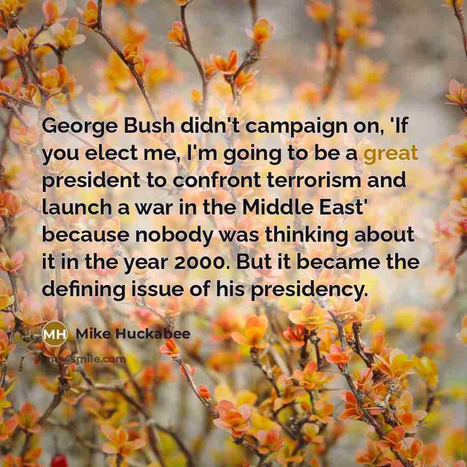 “George Bush didn't campaign on, 'If you elect me, I'm…” quote by Mike Huckabee