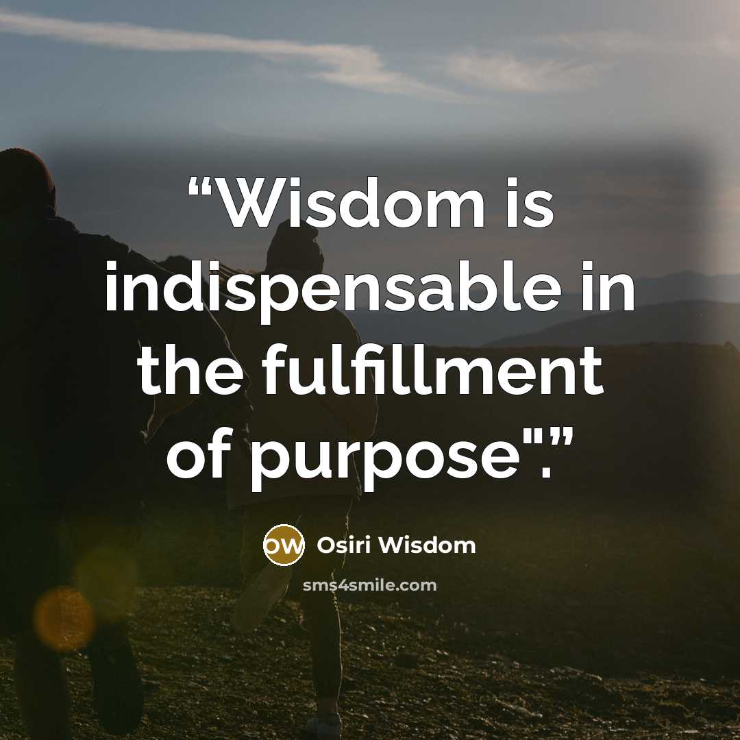 “Wisdom is indispensable in the fulfillment of purpose".” quote by Osiri Wisdom
