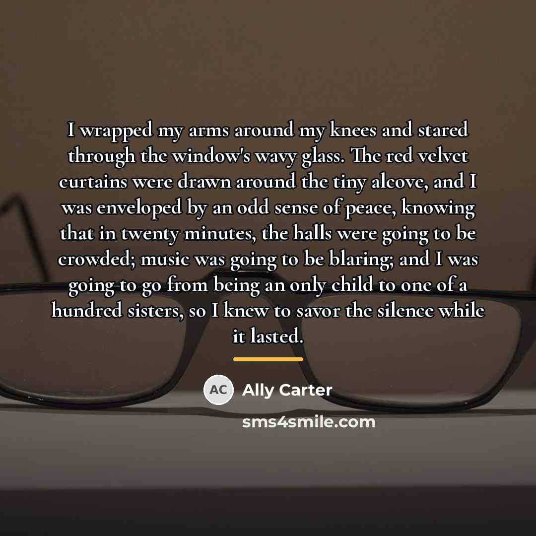 “I wrapped my arms around my knees and stared through…” quote by Ally Carter