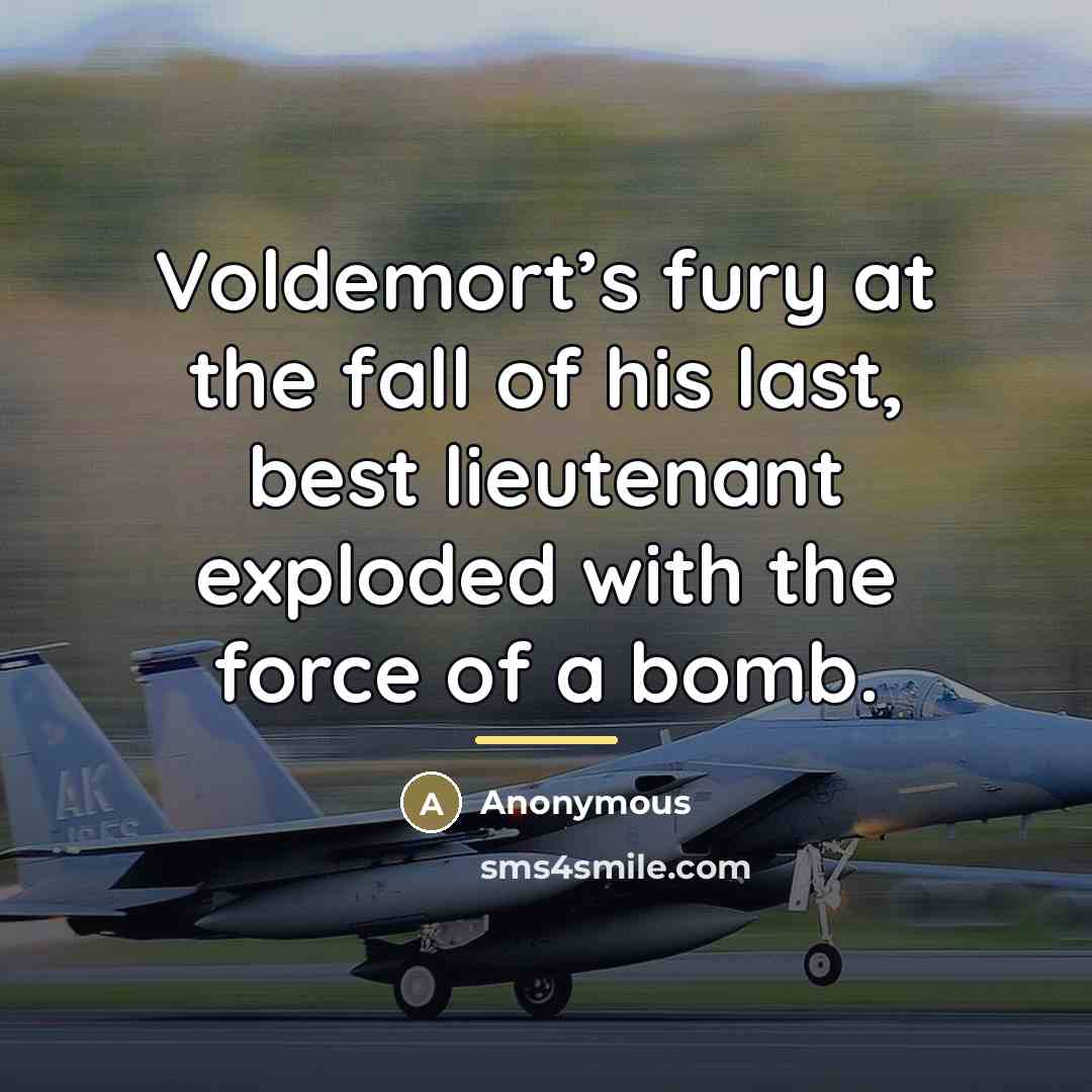“Voldemort’s fury at the fall of his last, best lieutenant…” quote by Anonymous