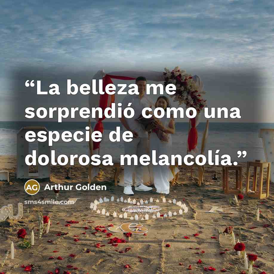 “La belleza me sorprendió como una especie de dolorosa melancolía.” quote by Arthur Golden