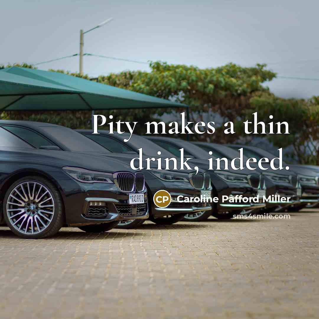 “Pity makes a thin drink, indeed.…” quote by Caroline Pafford Miller