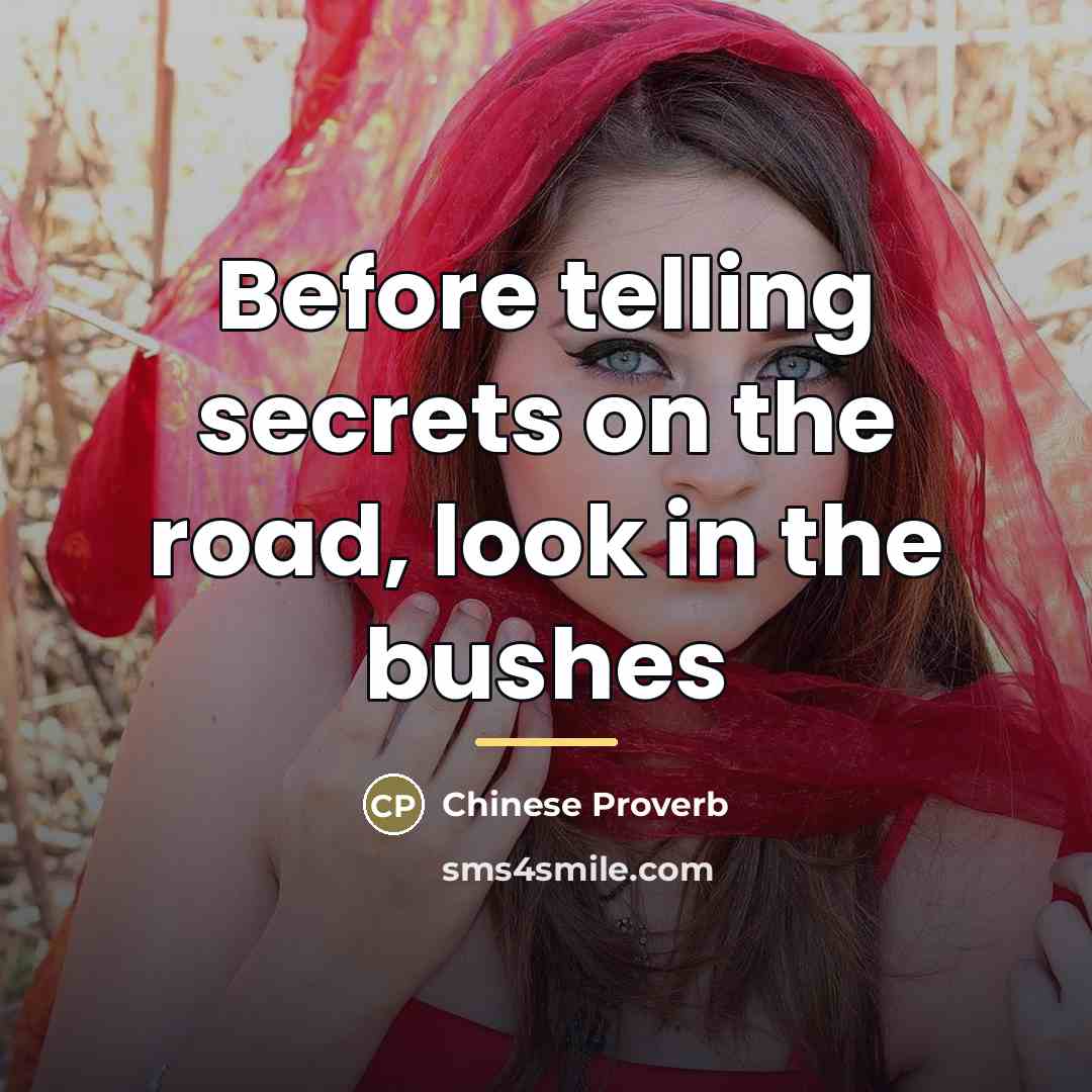 “Before telling secrets on the road, look in the bushes…” quote by Chinese Proverb