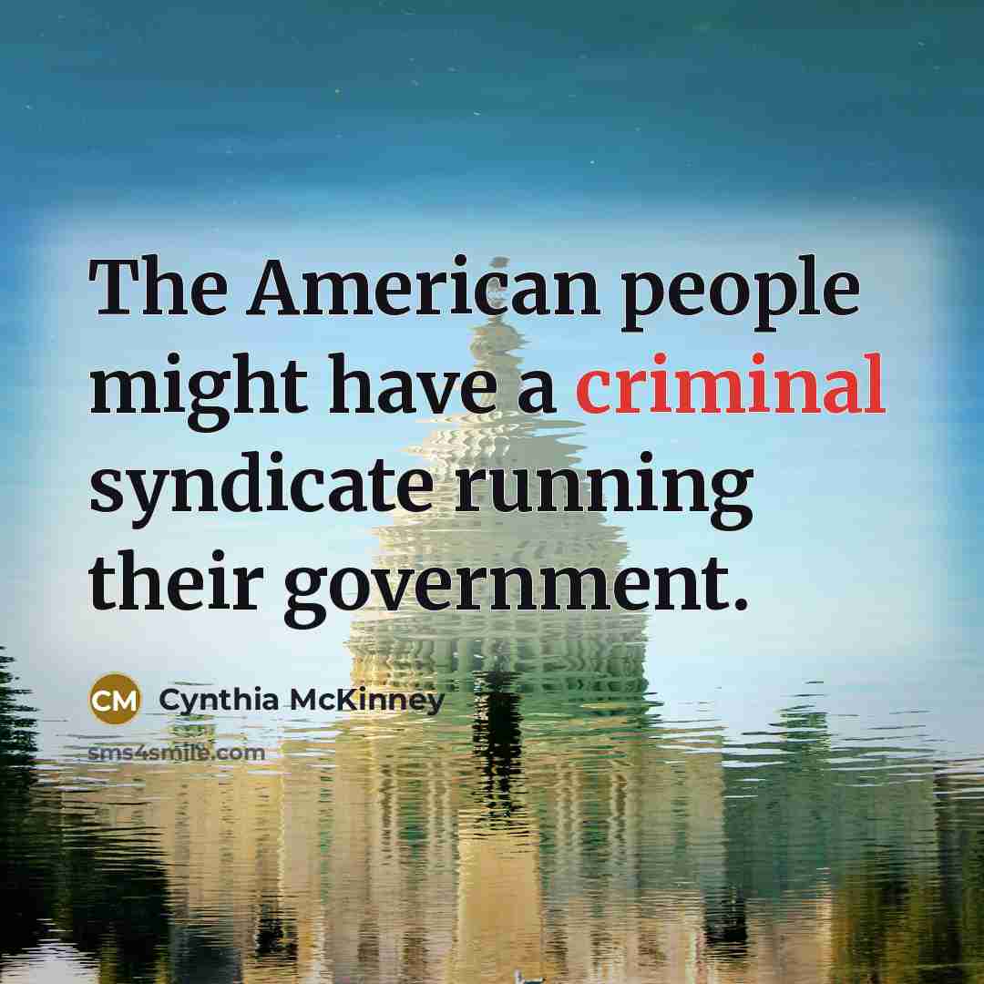 “The American people might have a criminal syndicate running their…” quote by Cynthia McKinney