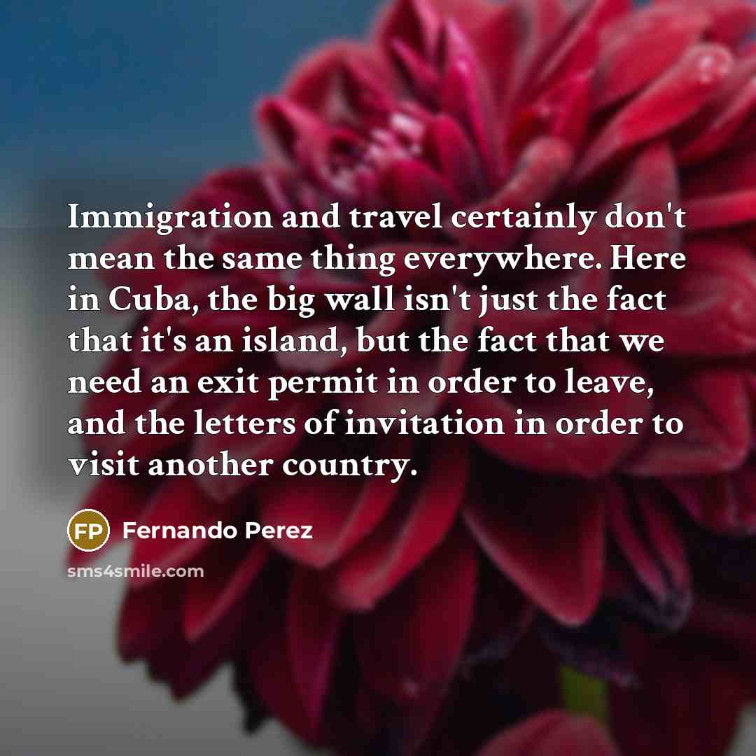 “Immigration and travel certainly don't mean the same thing everywhere.…” quote by Fernando Perez