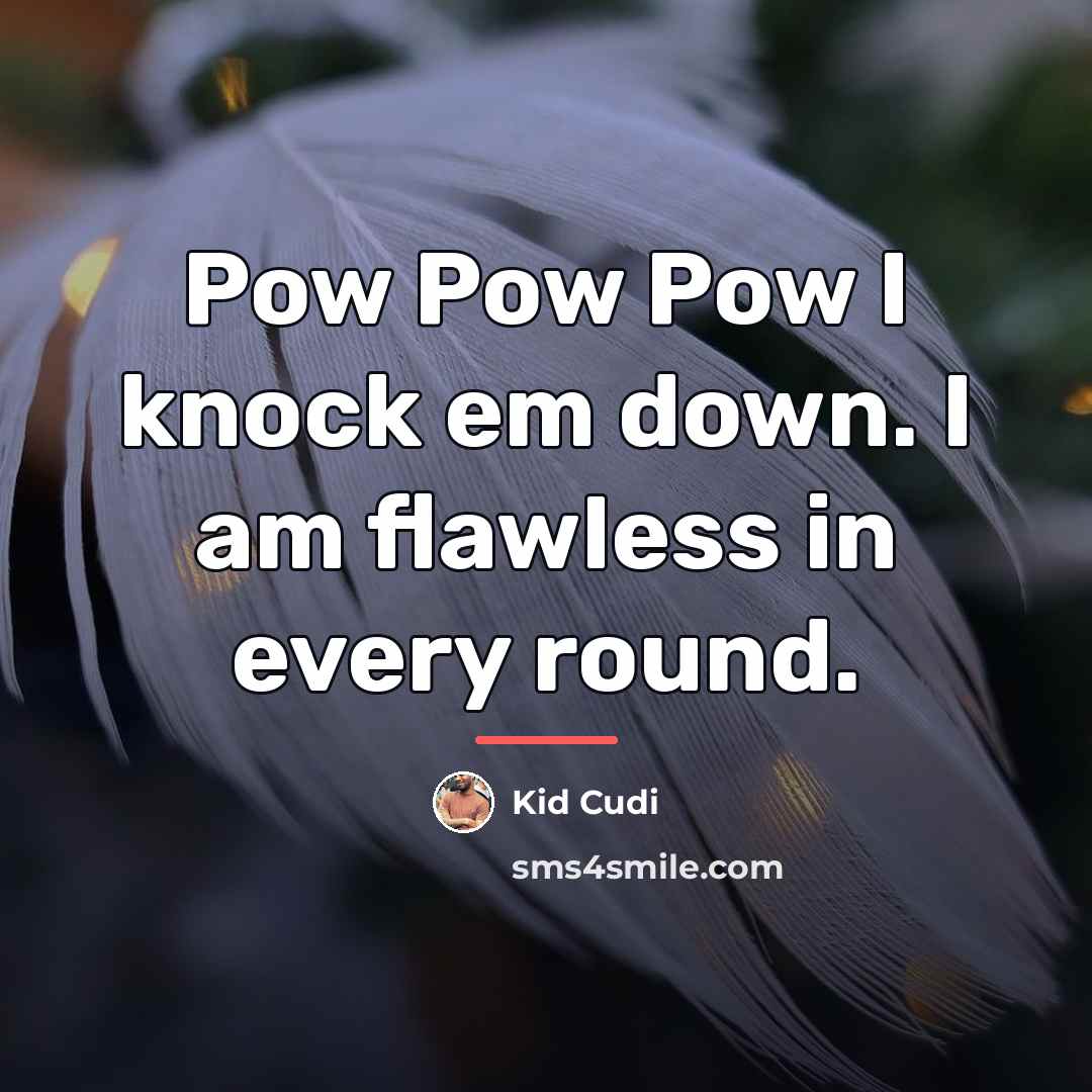 “Pow Pow Pow I knock em down. I am flawless…” quote by Kid Cudi