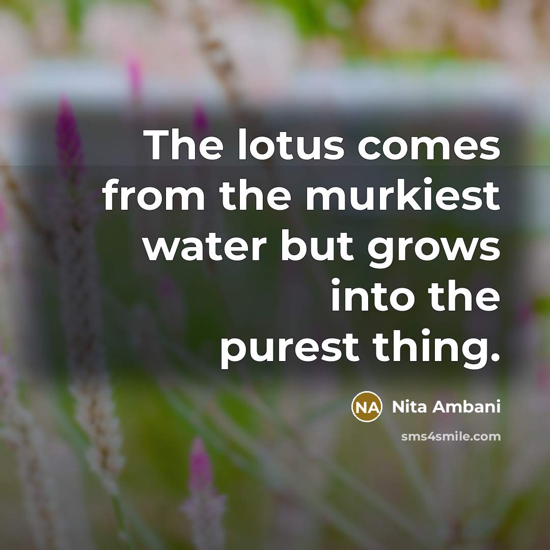 “The lotus comes from the murkiest water but grows into…” quote by Nita Ambani