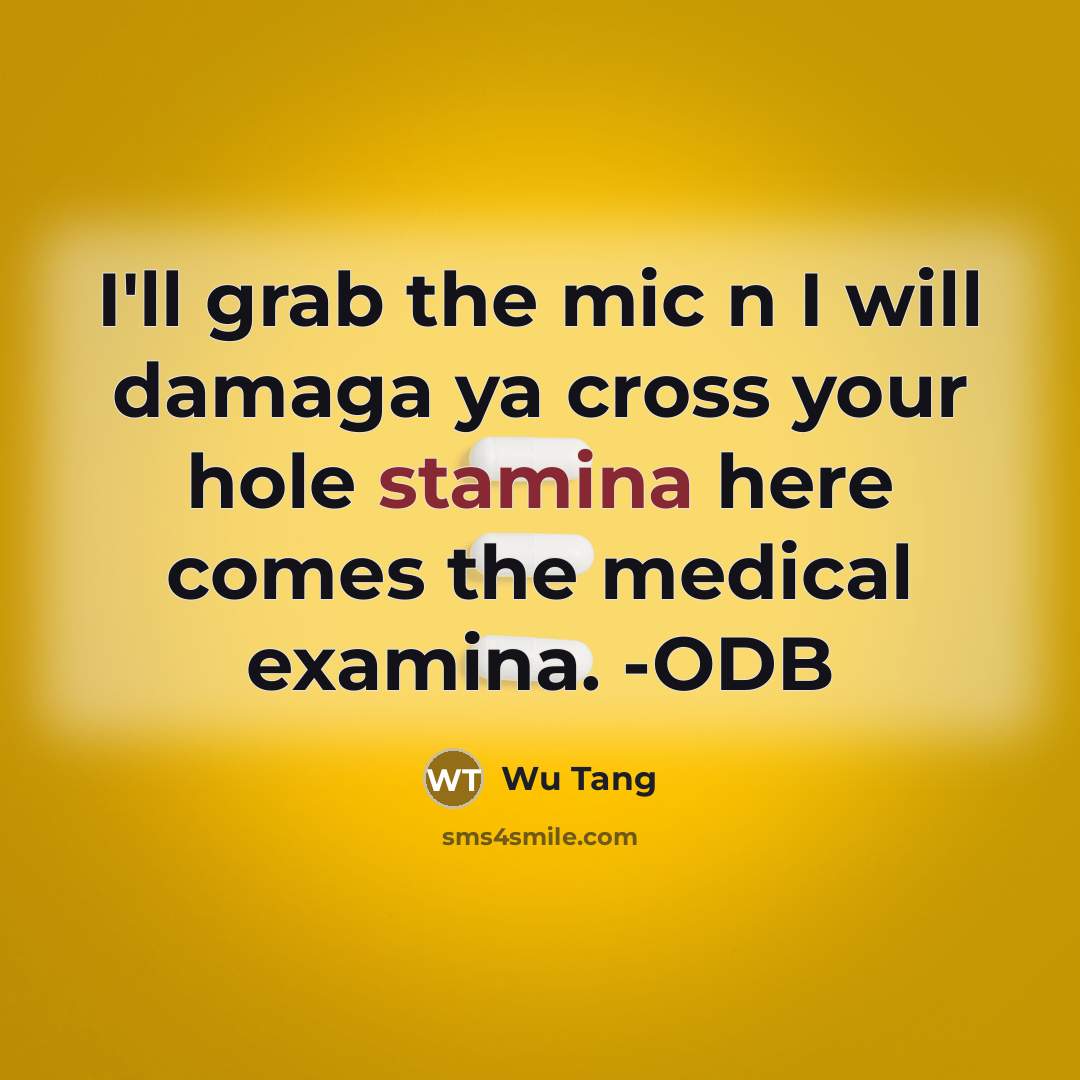 “I'll grab the mic n I will damaga ya cross…” quote by Wu Tang