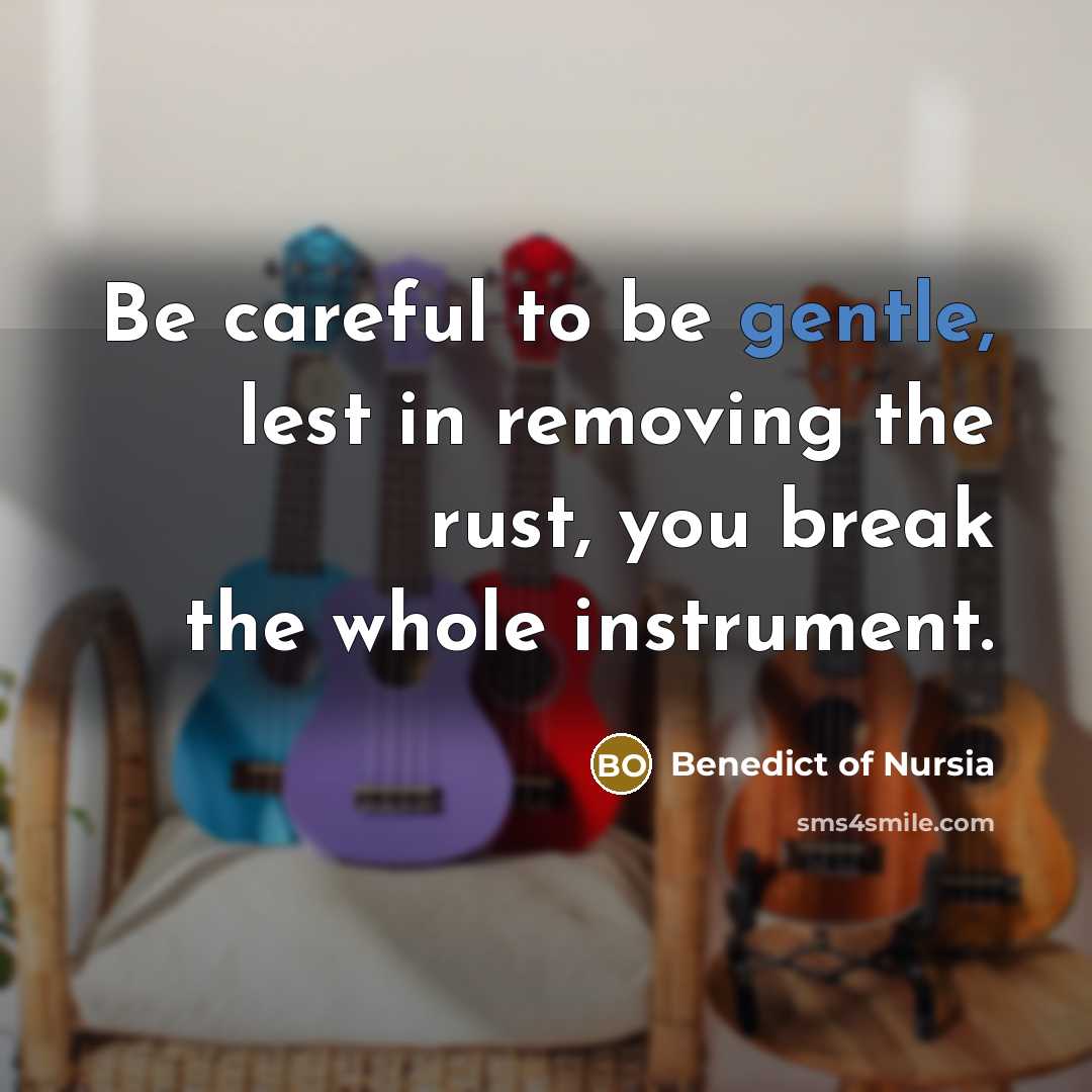 “Be careful to be gentle, lest in removing the rust,…” quote by Benedict of Nursia
