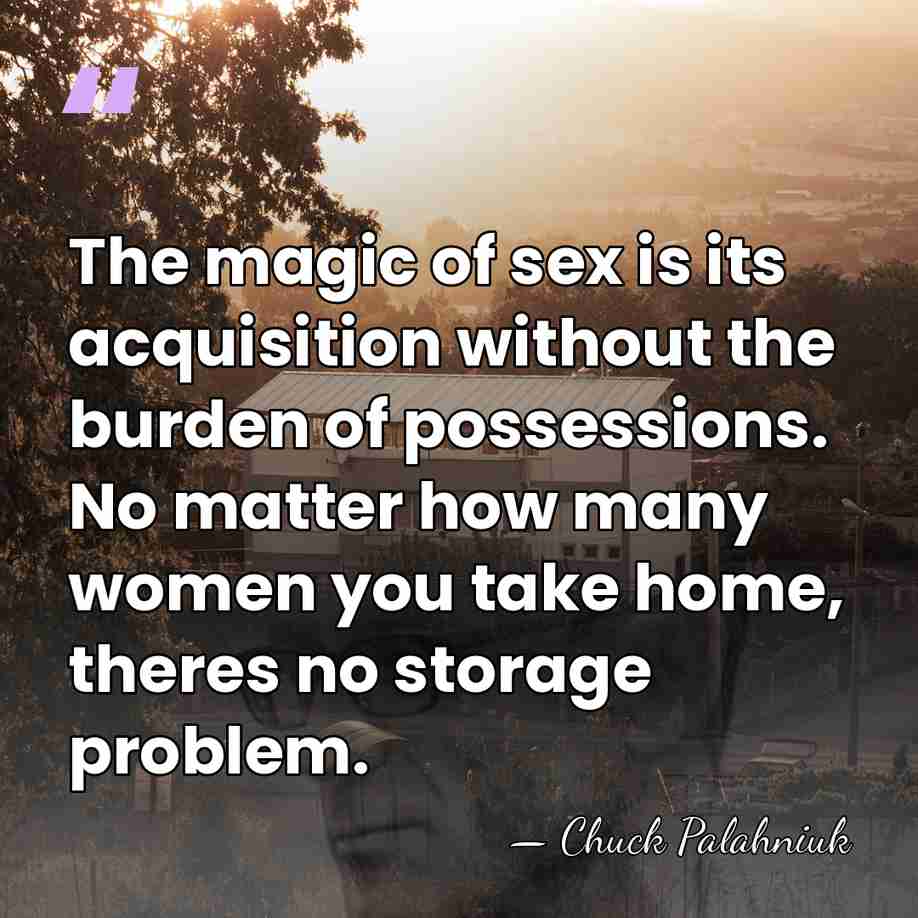 The magic of sex is its acquisition without the burden of possessions.&hellip; - Chuck Palahniuk