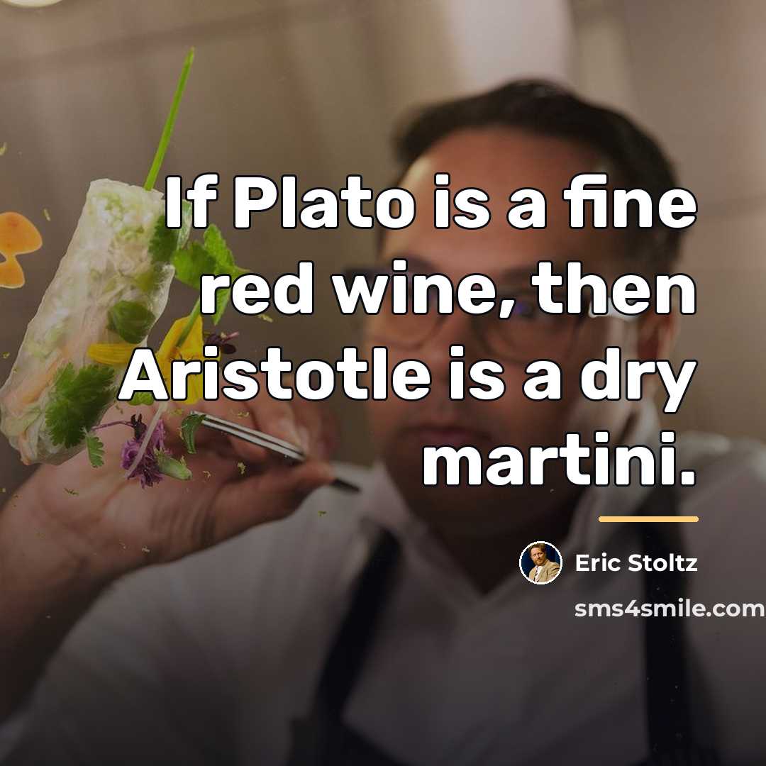 “If Plato is a fine red wine, then Aristotle is…” quote by Eric Stoltz