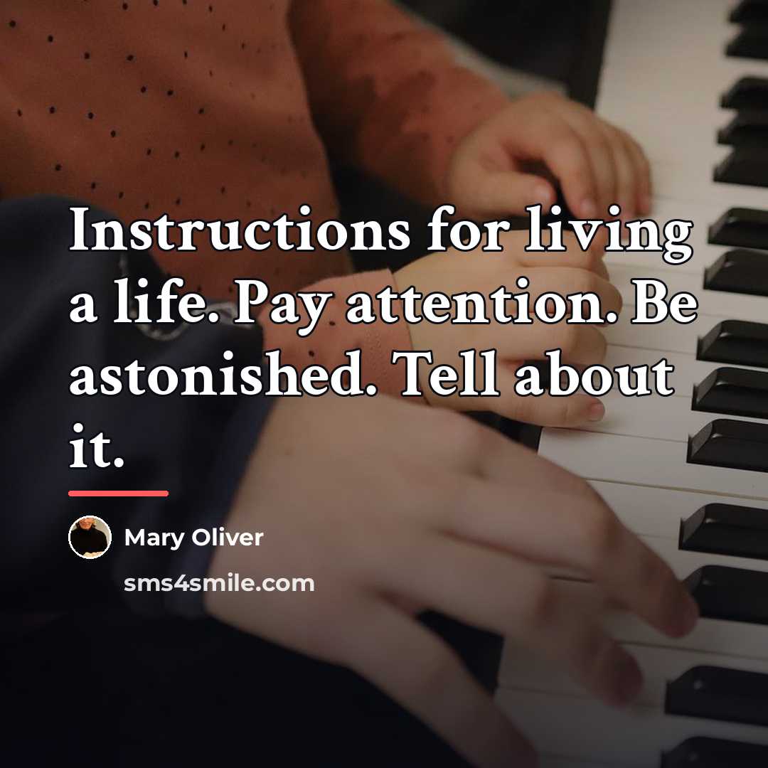 “Instructions for living a life. Pay attention. Be astonished. Tell…” quote by Mary Oliver