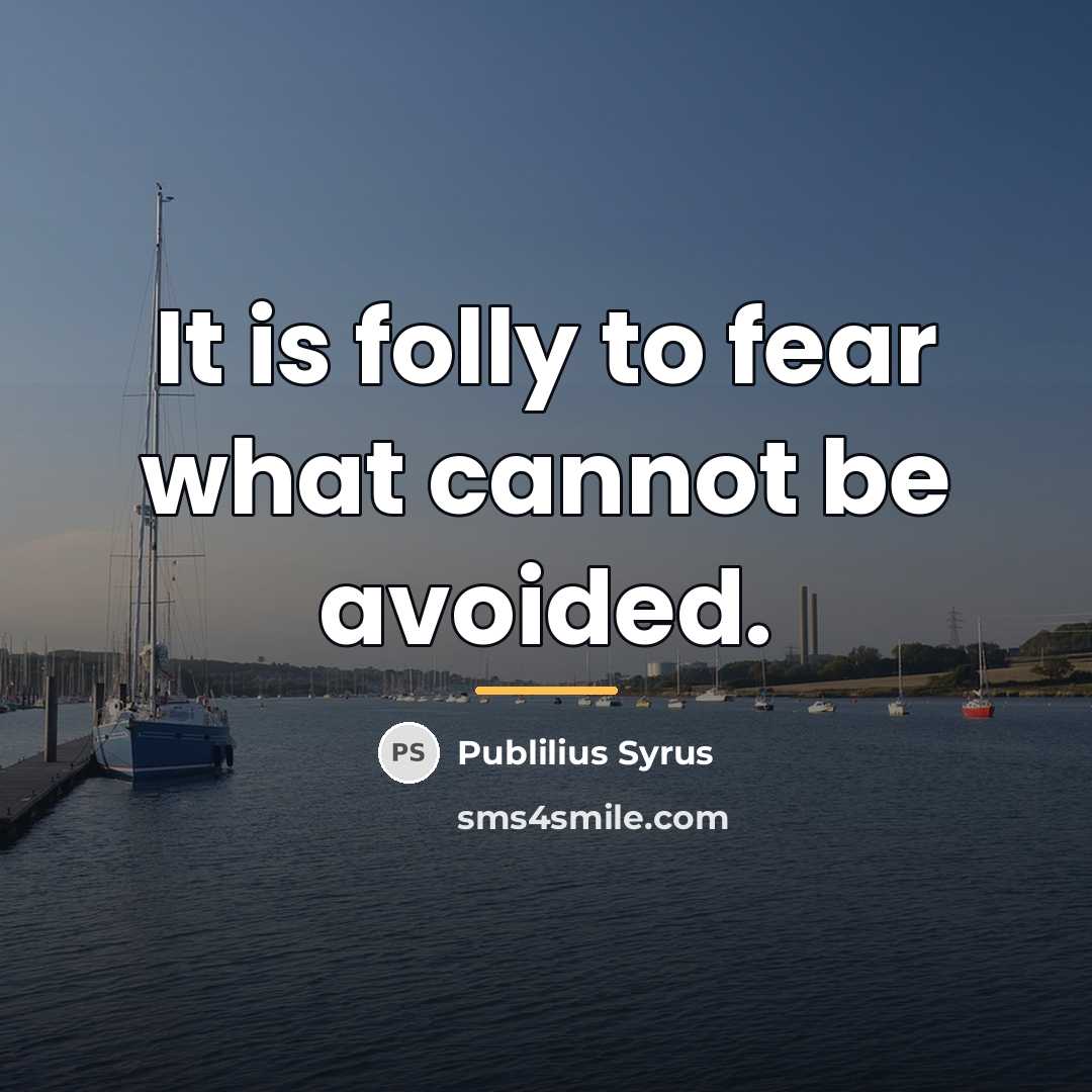 “It is folly to fear what cannot be avoided.…” quote by Publilius Syrus