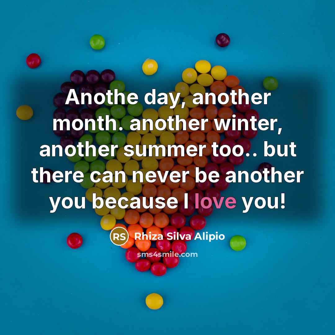 “Anothe day, another month. another winter, another summer too.. but there can never be another you because I love you!” quote by Rhiza Silva Alipio