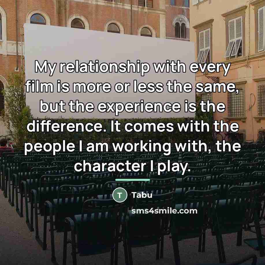 “My relationship with every film is more or less the…” quote by Tabu