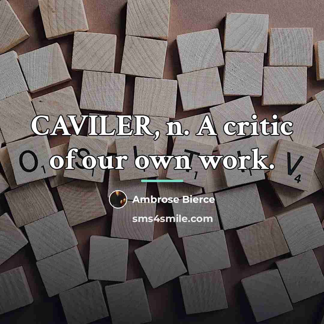 “CAVILER, n. A critic of our own work.…” quote by Ambrose Bierce