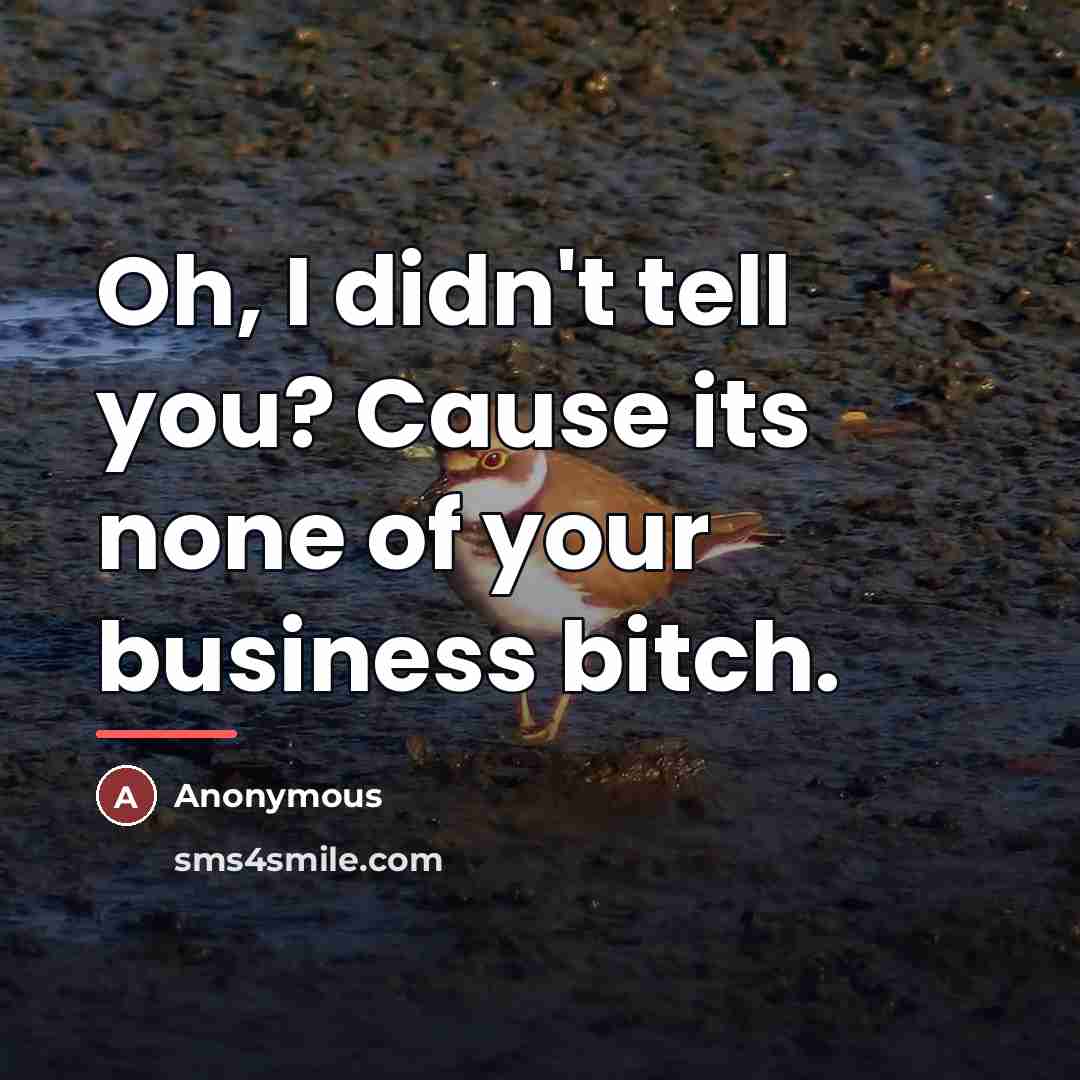 “Oh, I didn't tell you? Cause its none of your…” quote by Anonymous