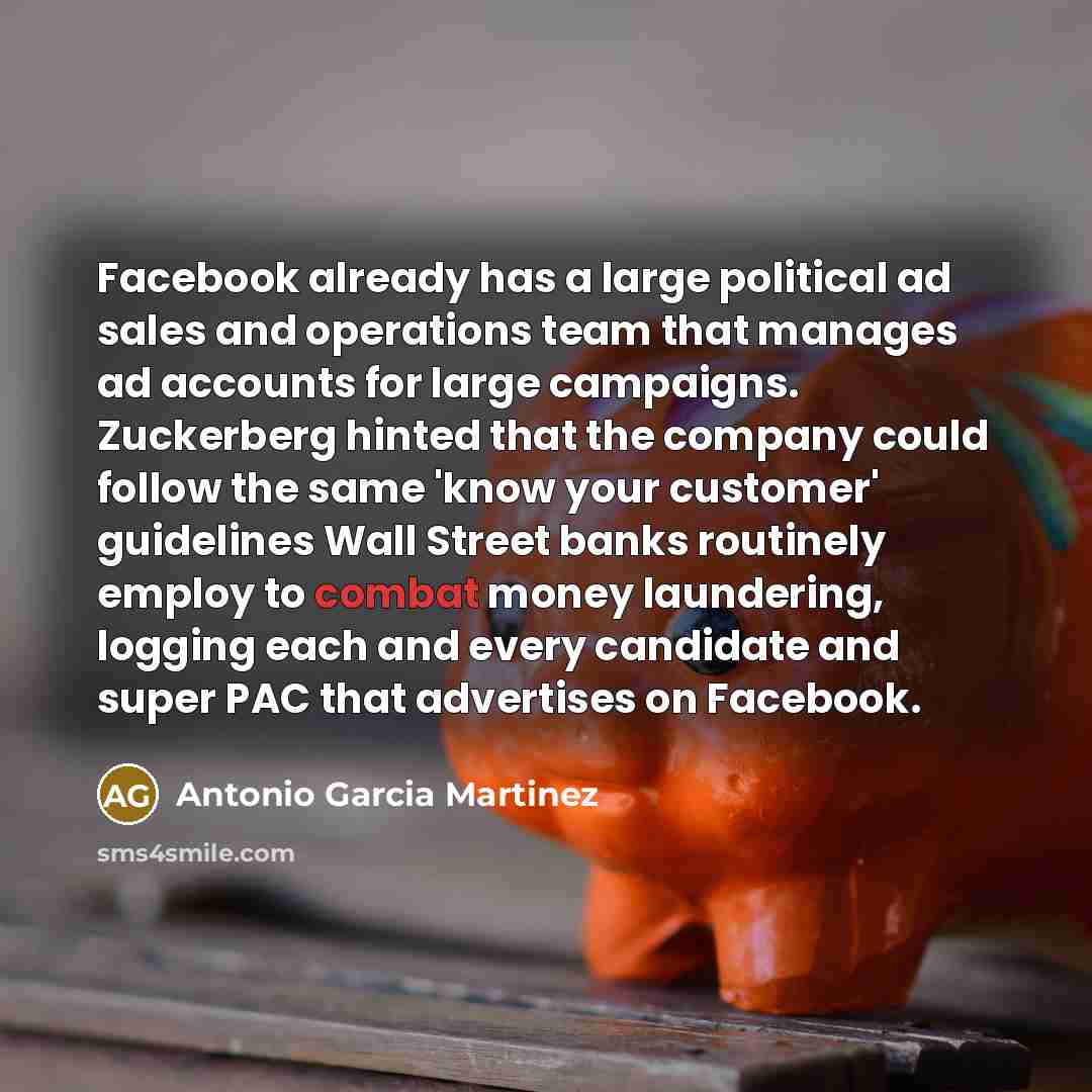 “Facebook already has a large political ad sales and operations…” quote by Antonio Garcia Martinez