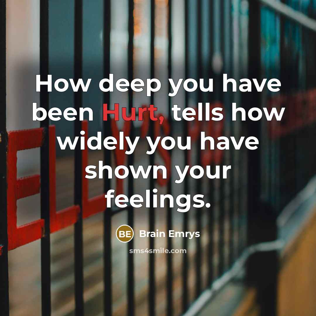 “How deep you have been Hurt, tells how widely you…” quote by Brain Emrys