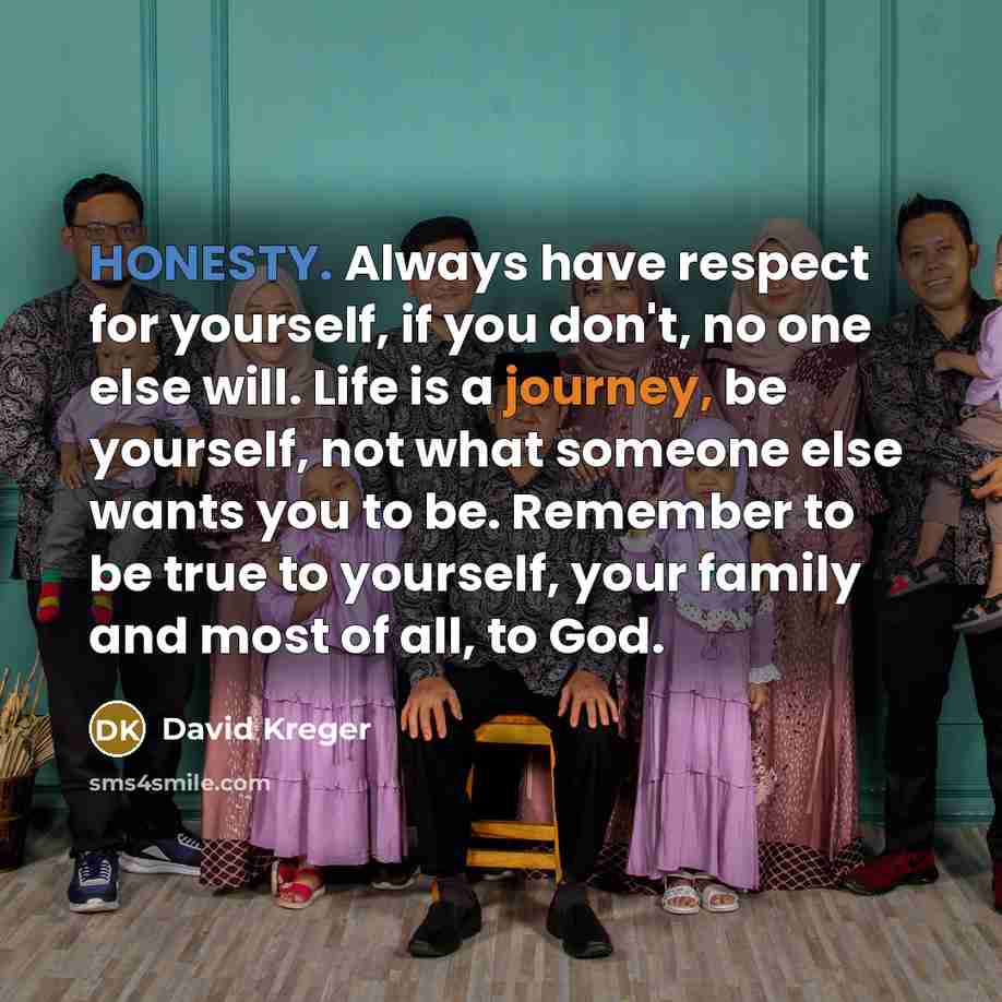 “HONESTY. Always have respect for yourself, if you don't, no…” quote by David Kreger