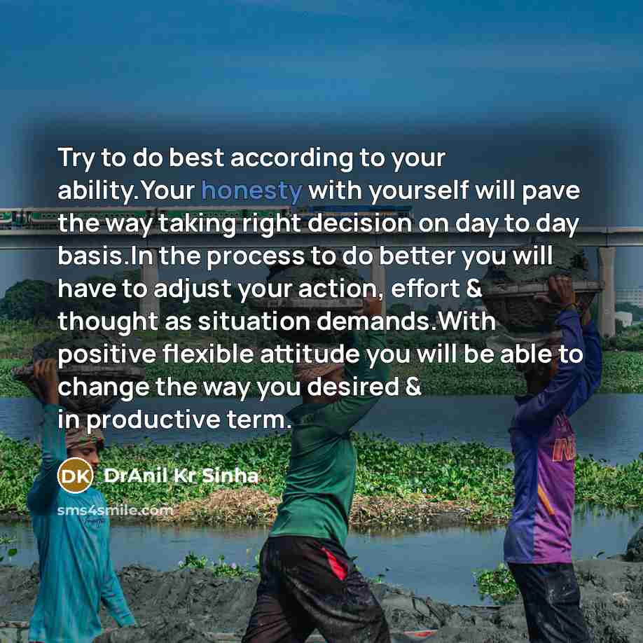 “Try to do best according to your ability.Your honesty with…” quote by DrAnil Kr Sinha