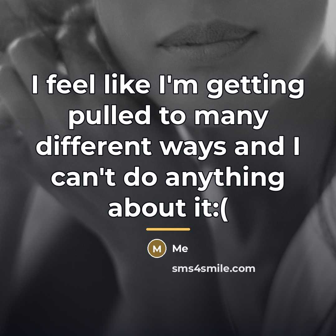 “I feel like I'm getting pulled to many different ways…” quote by Me