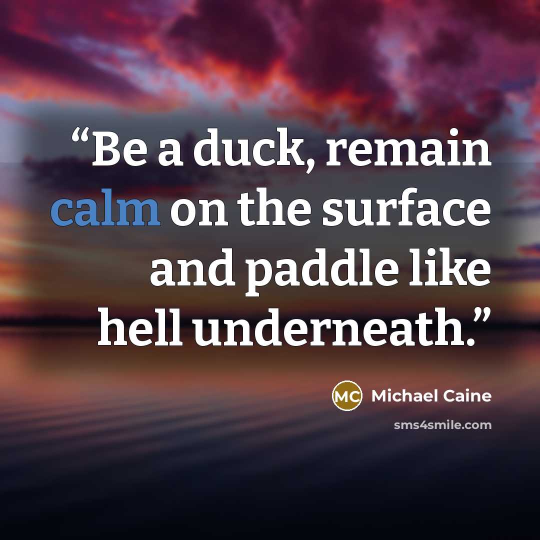 “Be a duck, remain calm on the surface and paddle like hell underneath.” quote by Michael Caine