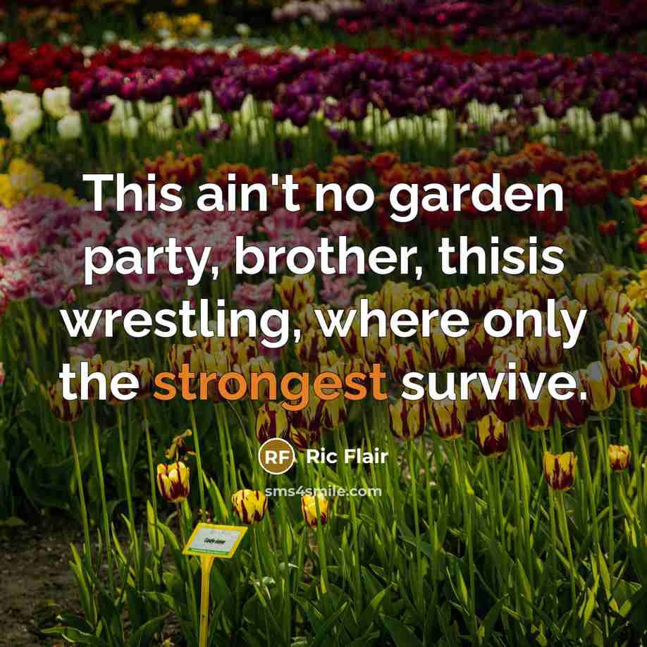 “This ain't no garden party, brother, thisis wrestling, where only…” quote by Ric Flair