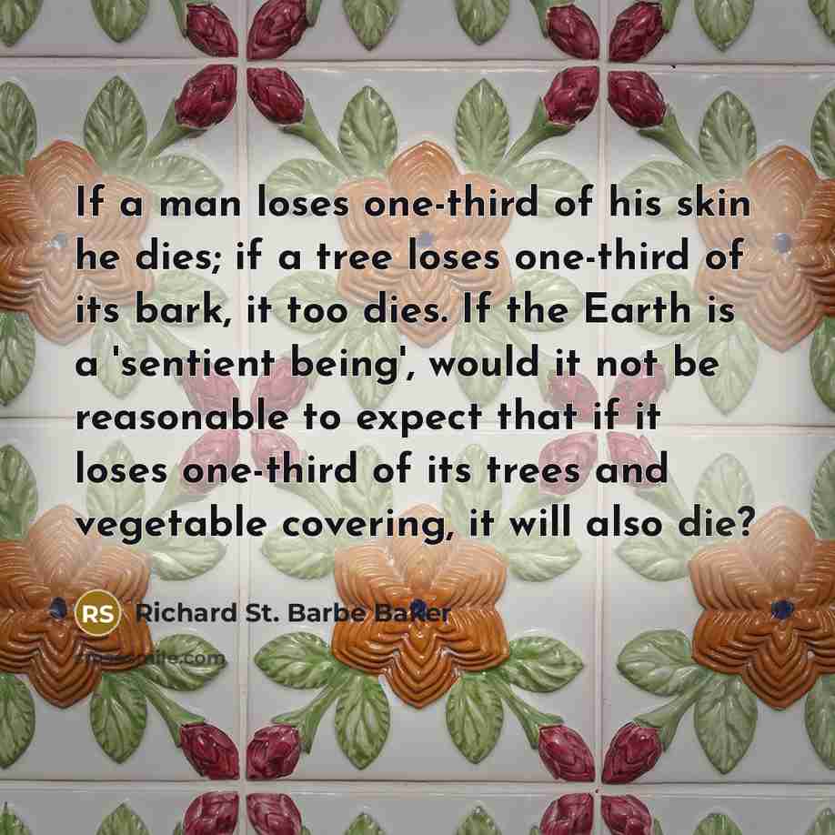 “If a man loses one-third of his skin he dies;…” quote by Richard St. Barbe Baker