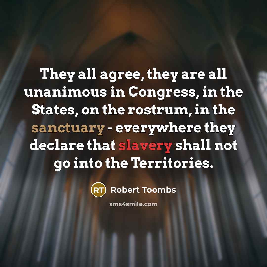 “They all agree, they are all unanimous in Congress, in…” quote by Robert Toombs