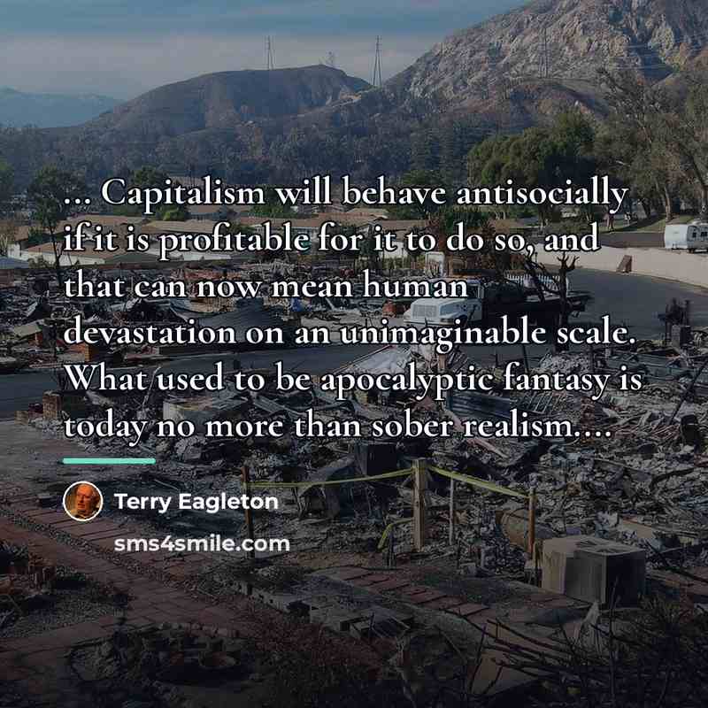 “... Capitalism will behave antisocially if it is profitable for…” quote by Terry Eagleton