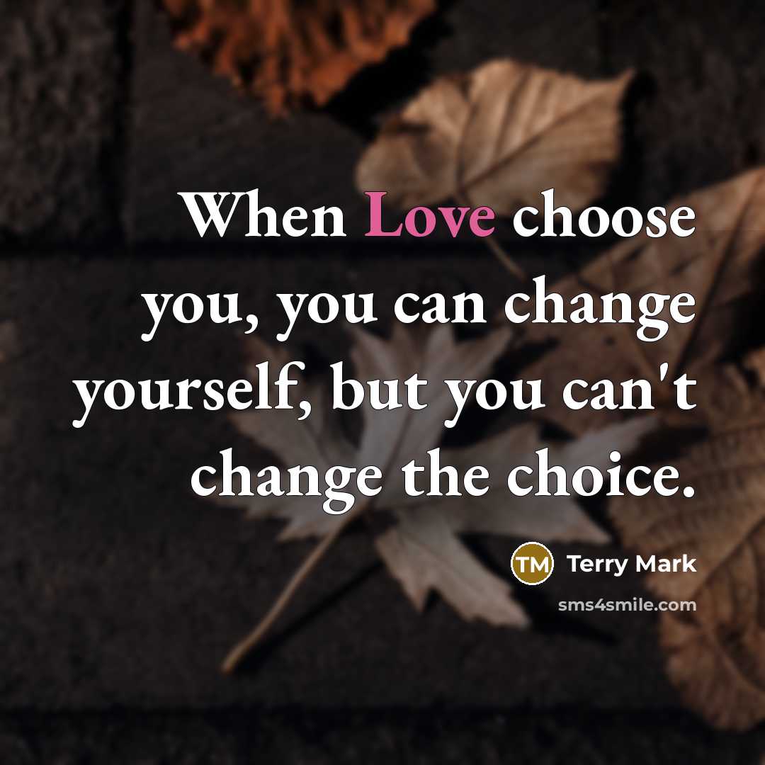 “When Love choose you, you can change yourself, but you…” quote by Terry Mark