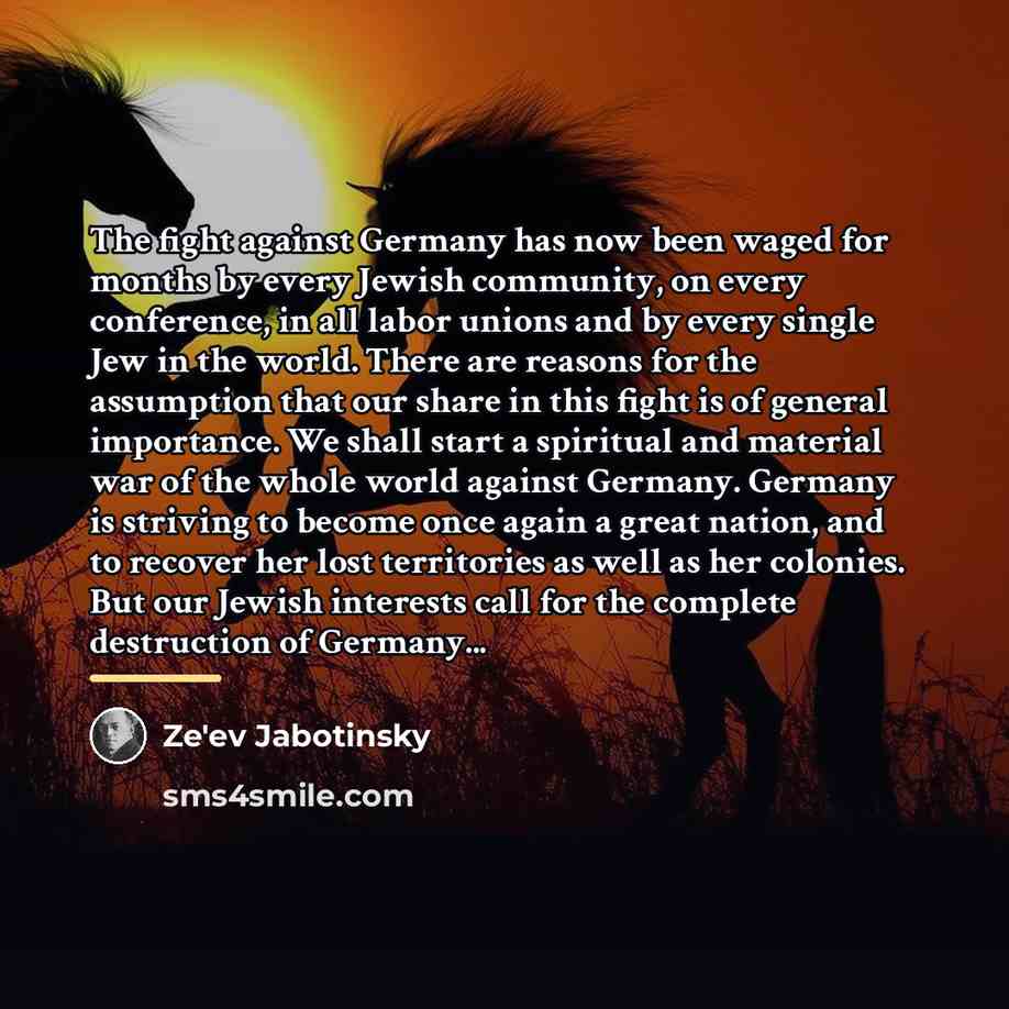 “The fight against Germany has now been waged for months…” quote by Ze'ev Jabotinsky