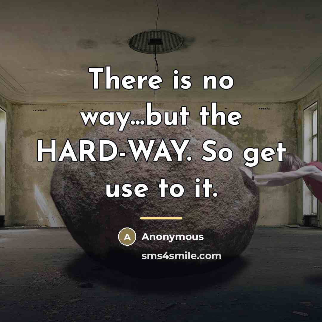 “There is no way...but the HARD-WAY. So get use to…” quote by Anonymous