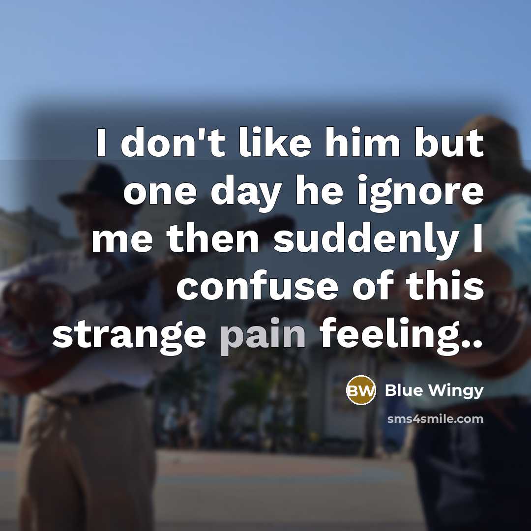 “I don't like him but one day he ignore me…” quote by Blue Wingy