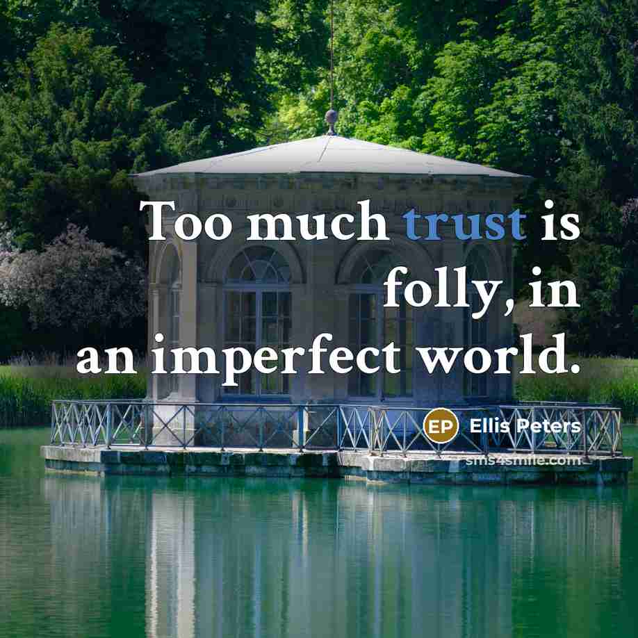 “Too much trust is folly, in an imperfect world.…” quote by Ellis Peters