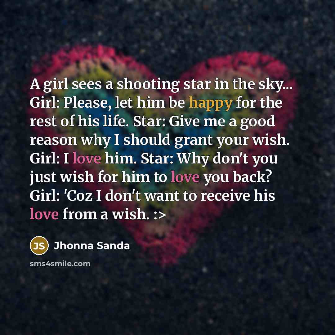 “A girl sees a shooting star in the sky... Girl:…” quote by Jhonna Sanda